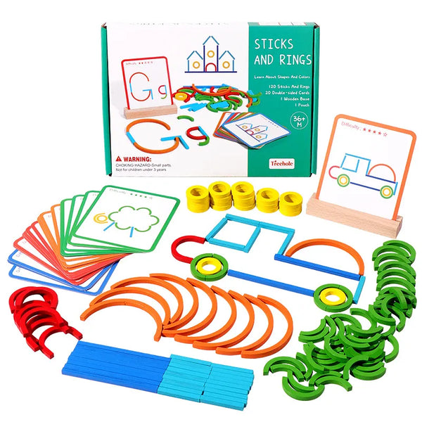 Montessori Sticks & Rings Logic Game for Kids