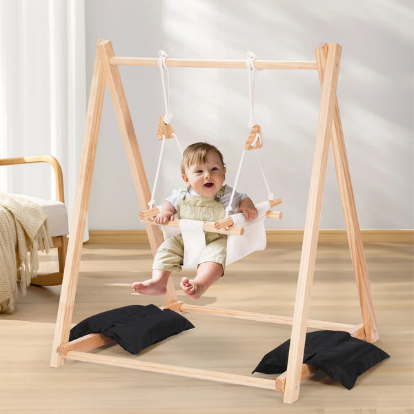 Foldable Wooden Baby Swing Set