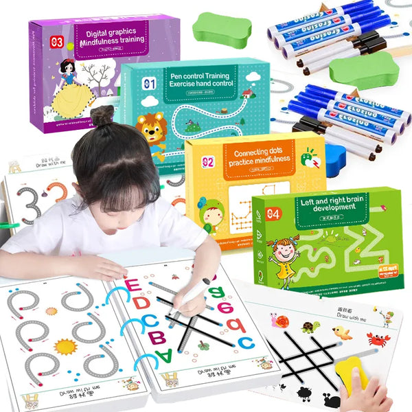 Empower Early Learning: Reusable Tracing Workbook Set for Young Minds